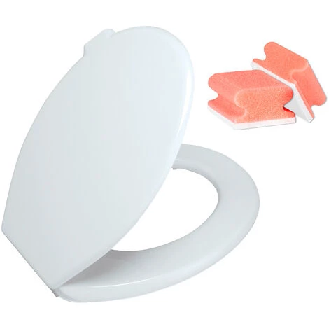 WENKO Abattant WC Mop, Thermoplast, Fixation Plastique Ajustable, Lot De 2 éponges Offertes 3 WENKO Abattant WC Mop, Thermoplast, Fixation Plastique Ajustable, Lot De 2 éponges Offertes