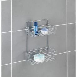 WENKO Etagère De Douche Catania, 2 Paniers De Rangement, Chrome, Lot De 2 éponges Offertes -WENKO Soldes 39840274 3