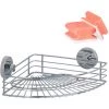WENKO Vacuum-Loc® Etagère D'angle Douche Bari, Fixation Sans Perçage, Acier Chromé, Lot De 2 éponges Offertes