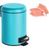 WENKO Petite Poubelle Salle De Bain à Pédale 3L, Leman Bleu, Lot De 2 éponges Offertes -WENKO Soldes 39896875 1