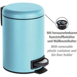 WENKO Petite Poubelle Salle De Bain à Pédale 3L, Leman Bleu, Lot De 2 éponges Offertes 8 WENKO Petite Poubelle Salle De Bain à Pédale 3L, Leman Bleu, Lot De 2 éponges Offertes -WENKO Soldes 39896875 2