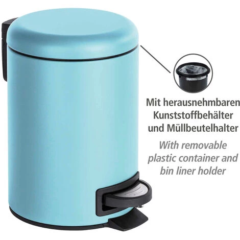 WENKO Petite Poubelle Salle De Bain à Pédale 3L, Leman Bleu, Lot De 2 éponges Offertes 4 WENKO Petite Poubelle Salle De Bain à Pédale 3L, Leman Bleu, Lot De 2 éponges Offertes – Image 2