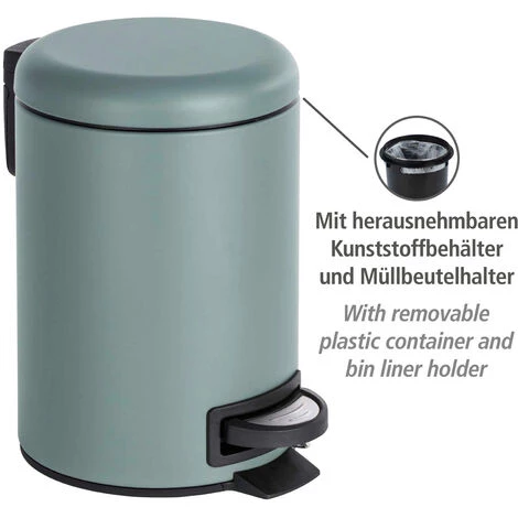 WENKO Petite Poubelle Salle De Bain à Pédale 3L, Leman Gris, Lot De 2 éponges Offertes 4 WENKO Petite Poubelle Salle De Bain à Pédale 3L, Leman Gris, Lot De 2 éponges Offertes – Image 2