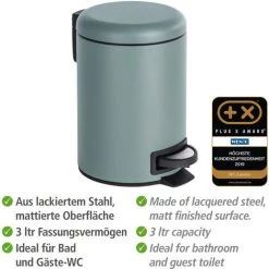 WENKO Petite Poubelle Salle De Bain à Pédale 3L, Leman Gris, Lot De 2 éponges Offertes 9 WENKO Petite Poubelle Salle De Bain à Pédale 3L, Leman Gris, Lot De 2 éponges Offertes -WENKO Soldes 39896880 3