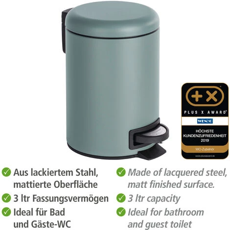 WENKO Petite Poubelle Salle De Bain à Pédale 3L, Leman Gris, Lot De 2 éponges Offertes 5 WENKO Petite Poubelle Salle De Bain à Pédale 3L, Leman Gris, Lot De 2 éponges Offertes – Image 3