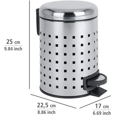 WENKO Petite Poubelle Salle De Bain à Pédale 3L, Leman Acier Brillant, Poinçon, Lot De 2 éponges Offertes 5 WENKO Petite Poubelle Salle De Bain à Pédale 3L, Leman Acier Brillant, Poinçon, Lot De 2 éponges Offertes – Image 3