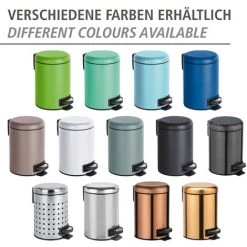 WENKO Petite Poubelle Salle De Bain à Pédale 3L, Leman Acier Brillant, Poinçon, Lot De 2 éponges Offertes 11 WENKO Petite Poubelle Salle De Bain à Pédale 3L, Leman Acier Brillant, Poinçon, Lot De 2 éponges Offertes -WENKO Soldes 39896883 5