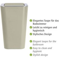 WENKO Poubelle Salle De Bain Avec Couvercle, Capacité 6L, Candy, Plastique Taupe, Lot De 2 éponges Offertes 9 WENKO Poubelle Salle De Bain Avec Couvercle, Capacité 6L, Candy, Plastique Taupe, Lot De 2 éponges Offertes -WENKO Soldes 39896925 3