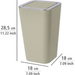 WENKO Poubelle Salle De Bain Avec Couvercle, Capacité 6L, Candy, Plastique Taupe, Lot De 2 éponges Offertes 10 WENKO Poubelle Salle De Bain Avec Couvercle, Capacité 6L, Candy, Plastique Taupe, Lot De 2 éponges Offertes -WENKO Soldes 39896925 4