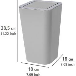 WENKO Poubelle Salle De Bain Avec Couvercle, Capacité 6L, Candy, Plastique Gris, Lot De 2 éponges Offertes -WENKO Soldes 39896931 3