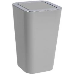 WENKO Poubelle Salle De Bain Avec Couvercle, Capacité 6L, Candy, Plastique Gris, Lot De 2 éponges Offertes -WENKO Soldes 39896931 5