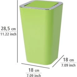 WENKO Poubelle Salle De Bain Avec Couvercle, Capacité 6L, Candy, Plastique Vert, Lot De 2 éponges Offertes -WENKO Soldes 39896940 3