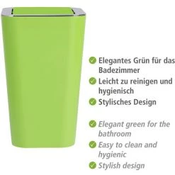 WENKO Poubelle Salle De Bain Avec Couvercle, Capacité 6L, Candy, Plastique Vert, Lot De 2 éponges Offertes -WENKO Soldes 39896940 4