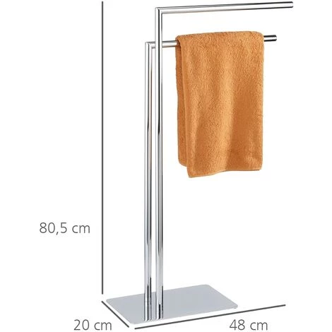 WENKO Porte Serviette Salle De Bain, Porte Serviette Sur Pied En Acier Inox, 2 Niveaux, Lot De 2 éponges Offertes 6 WENKO Porte Serviette Salle De Bain, Porte Serviette Sur Pied En Acier Inox, 2 Niveaux, Lot De 2 éponges Offertes – Image 4