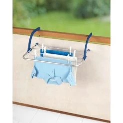 WENKO Séchoir Balcon, étendoir Extérieur Pour Balcon Ou Rebord Fenêtre, Aluminium, Lot De 2 éponges Offertes -WENKO Soldes 40009950 4