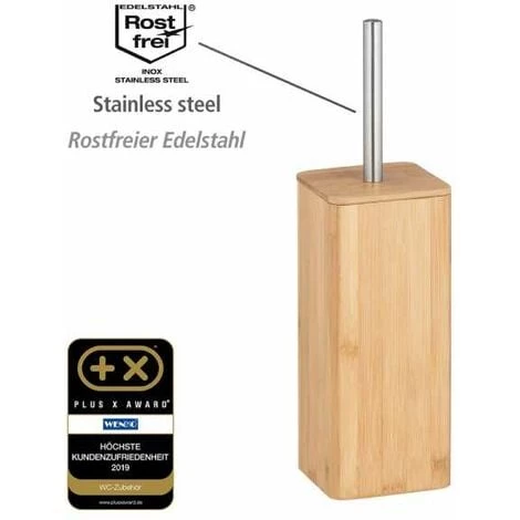 WENKO Porte Brosse WC Bois Bambou, Brosse WC Noire, Bois Bambou, 10,1x37,5x10,1 Cm, Marron 4 WENKO Porte Brosse WC Bois Bambou, Brosse WC Noire, Bois Bambou, 10,1x37,5x10,1 Cm, Marron – Image 2