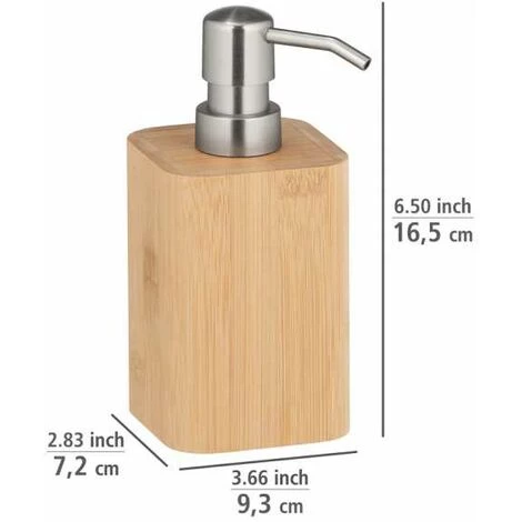 WENKO Distributeur Savon Liquide Bois Bambusa, Capacité 200ml, Bambou, 9,3x16,5x7,2 Cm, Marron 5 WENKO Distributeur Savon Liquide Bois Bambusa, Capacité 200ml, Bambou, 9,3x16,5x7,2 Cm, Marron – Image 3