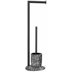 WENKO Serviteur WC 2en1 Terrazzo Avec Brosse WC Et Dérouleur Papier Toilette , Acier - Polyrésine, 19x62x18,5 Cm, Noir 8 WENKO Serviteur WC 2en1 Terrazzo Avec Brosse WC Et Dérouleur Papier Toilette , Acier - Polyrésine, 19x62x18,5 Cm, Noir -WENKO Soldes 40743737 3