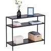WENKO Console Meuble Style Industriel, Petite Console étroite, Meuble Entrée - Bureau D'appoint, 3 Plateaux De Rangement, Métal - MDF, L100xH80xL35 Cm, Noir