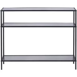 WENKO Console Meuble Style Industriel, Petite Console étroite, Meuble Entrée - Bureau D'appoint, 3 Plateaux De Rangement, Métal - MDF, L100xH80xL35 Cm, Noir -WENKO Soldes 40994525 4