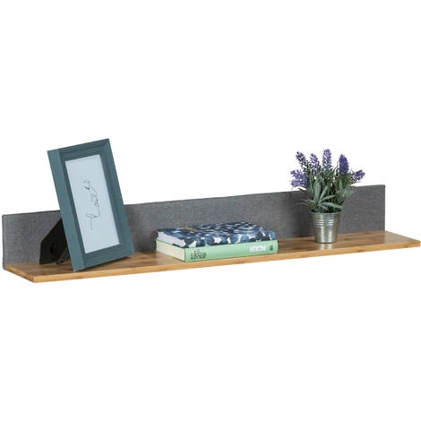 WENKO Etagère Murale Rectangulaire Bambou Bahari, Tablette Murale Design Scandinave, Lot De 2, Bambou - Polyester, 80x10x15 Cm Et 60x10x15 Cm, Marron - Gris 7 WENKO Etagère Murale Rectangulaire Bambou Bahari, Tablette Murale Design Scandinave, Lot De 2, Bambou - Polyester, 80x10x15 Cm Et 60x10x15 Cm, Marron - Gris – Image 5