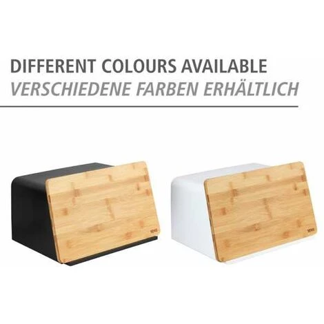 WENKO Boite à Pain Avec Couvercle En Bambou Kubo, Rangement Pour Le Pain, Avec Couvercle Planche à Découper En Bambou, Plastique - Bambou, 35x20,5x26 Cm, Noir - Marron 7 WENKO Boite à Pain Avec Couvercle En Bambou Kubo, Rangement Pour Le Pain, Avec Couvercle Planche à Découper En Bambou, Plastique - Bambou, 35x20,5x26 Cm, Noir - Marron – Image 5
