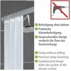 WENKO Rail De Douche Extensible Era, Tringle Pour Rideau De Douche Télescopique Avec 12 Accroches Rideau, Fixation Sans Perçage, Aluminium Inoxydable, 125-210x2x3,5 Cm, Brillant 9 WENKO Rail De Douche Extensible Era, Tringle Pour Rideau De Douche Télescopique Avec 12 Accroches Rideau, Fixation Sans Perçage, Aluminium Inoxydable, 125-210x2x3,5 Cm, Brillant -WENKO Soldes 41895410 3