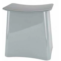 WENKO Tabouret Panier à Linge Wing, Panier à Linge Sale Avec Sac à Linge Amovible, Charge 120kg, Capacité 33L, Plastique, 45x48x33 Cm, Gris