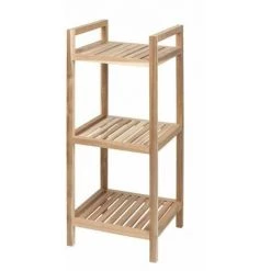 WENKO Colonne Meuble Rangement, étagère En Bois Sur Pied Acina, 3 Niveaux, Bois Certifié FSC®, 35x80x35 Cm, Marron