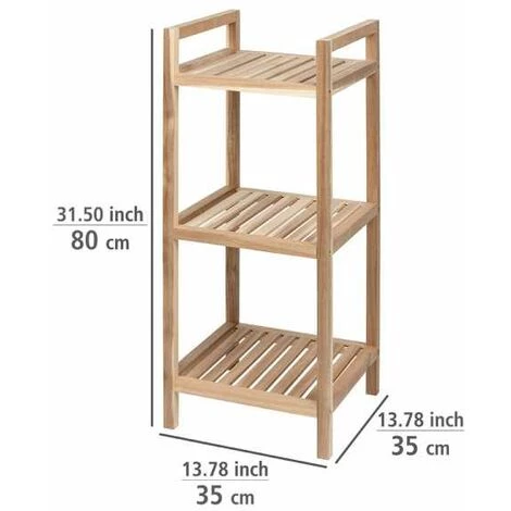 WENKO Colonne Meuble Rangement, étagère En Bois Sur Pied Acina, 3 Niveaux, Bois Certifié FSC®, 35x80x35 Cm, Marron 6 WENKO Colonne Meuble Rangement, étagère En Bois Sur Pied Acina, 3 Niveaux, Bois Certifié FSC®, 35x80x35 Cm, Marron – Image 4