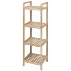 WENKO Colonne Meuble Rangement, étagère En Bois Sur Pied Acina, 4 Niveaux, Bois Certifié FSC®, 35x110x35 Cm, Marron