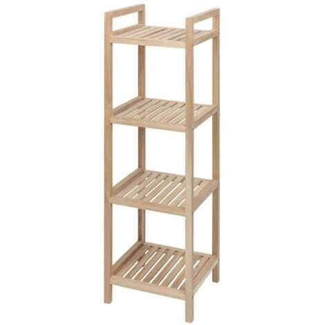 WENKO Colonne Meuble Rangement, étagère En Bois Sur Pied Acina, 4 Niveaux, Bois Certifié FSC®, 35x110x35 Cm, Marron 3 WENKO Colonne Meuble Rangement, étagère En Bois Sur Pied Acina, 4 Niveaux, Bois Certifié FSC®, 35x110x35 Cm, Marron