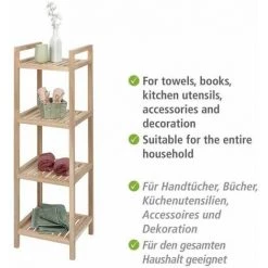 WENKO Colonne Meuble Rangement, étagère En Bois Sur Pied Acina, 4 Niveaux, Bois Certifié FSC®, 35x110x35 Cm, Marron 9 WENKO Colonne Meuble Rangement, étagère En Bois Sur Pied Acina, 4 Niveaux, Bois Certifié FSC®, 35x110x35 Cm, Marron -WENKO Soldes 43489484 3
