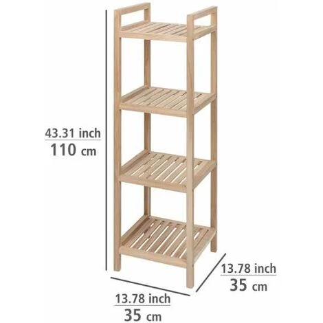 WENKO Colonne Meuble Rangement, étagère En Bois Sur Pied Acina, 4 Niveaux, Bois Certifié FSC®, 35x110x35 Cm, Marron 6 WENKO Colonne Meuble Rangement, étagère En Bois Sur Pied Acina, 4 Niveaux, Bois Certifié FSC®, 35x110x35 Cm, Marron – Image 4