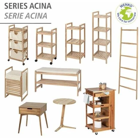 WENKO Colonne Meuble Rangement, étagère En Bois Sur Pied Acina, 4 Niveaux, Bois Certifié FSC®, 35x110x35 Cm, Marron 7 WENKO Colonne Meuble Rangement, étagère En Bois Sur Pied Acina, 4 Niveaux, Bois Certifié FSC®, 35x110x35 Cm, Marron – Image 5