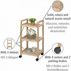 WENKO Etagere Roulette Bois, Desserte à Roulette Salle De Bain Bois, Acina, 3 Niveaux, Bois Certifié FSC®, 35x72x31 Cm, Marron 8 WENKO Etagere Roulette Bois, Desserte à Roulette Salle De Bain Bois, Acina, 3 Niveaux, Bois Certifié FSC®, 35x72x31 Cm, Marron -WENKO Soldes 43489486 2