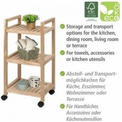 WENKO Etagere Roulette Bois, Desserte à Roulette Salle De Bain Bois, Acina, 3 Niveaux, Bois Certifié FSC®, 35x72x31 Cm, Marron 9 WENKO Etagere Roulette Bois, Desserte à Roulette Salle De Bain Bois, Acina, 3 Niveaux, Bois Certifié FSC®, 35x72x31 Cm, Marron -WENKO Soldes 43489486 3