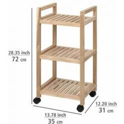 WENKO Etagere Roulette Bois, Desserte à Roulette Salle De Bain Bois, Acina, 3 Niveaux, Bois Certifié FSC®, 35x72x31 Cm, Marron 10 WENKO Etagere Roulette Bois, Desserte à Roulette Salle De Bain Bois, Acina, 3 Niveaux, Bois Certifié FSC®, 35x72x31 Cm, Marron -WENKO Soldes 43489486 4