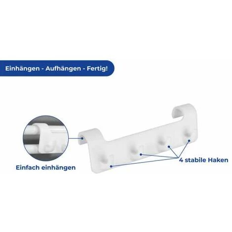 WENKO Patère Crochet Radiateur Sèche Serviette, 4 Crochets Porte Serviette, Plastique, 19,7x6,2x6 Cm, Blanc 5 WENKO Patère Crochet Radiateur Sèche Serviette, 4 Crochets Porte Serviette, Plastique, 19,7x6,2x6 Cm, Blanc – Image 3