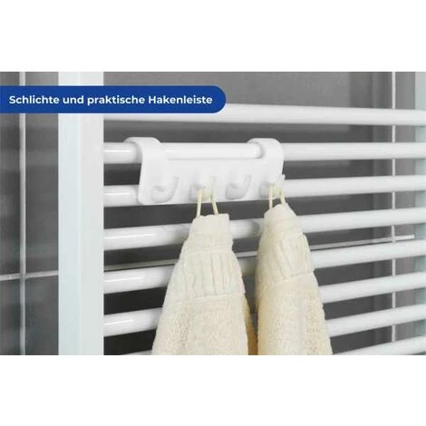WENKO Patère Crochet Radiateur Sèche Serviette, 4 Crochets Porte Serviette, Plastique, 19,7x6,2x6 Cm, Blanc 7 WENKO Patère Crochet Radiateur Sèche Serviette, 4 Crochets Porte Serviette, Plastique, 19,7x6,2x6 Cm, Blanc – Image 5