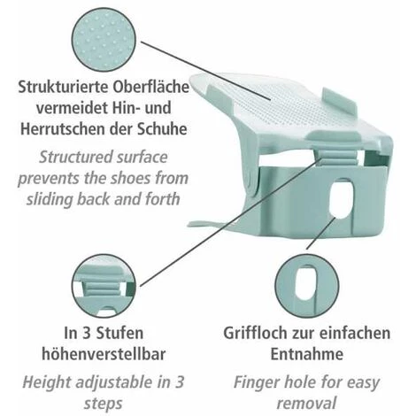 WENKO Organisateur De Chaussures, Rangement Chaussures Gain De Place Réglable En Hauteur, Lot De 8, Support Plastique Robuste, 24,2x10,7x8,5 Cm, Bleu 4 WENKO Organisateur De Chaussures, Rangement Chaussures Gain De Place Réglable En Hauteur, Lot De 8, Support Plastique Robuste, 24,2x10,7x8,5 Cm, Bleu – Image 2