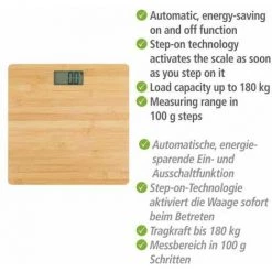 WENKO Balance Pèse Personne Bambusa, Pèse Personne électronique Avec écran LCD, Jusqu'à 180 Kg, Bambou, 30x2,7x30 Cm, Marron -WENKO Soldes 48283859 3