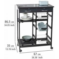 WENKO Desserte Cuisine à Roulettes Bon Appetit, Desserte Noire, Avec Tiroirs, Paniers, étagères Et Plateau Planche à Découper, MDF, 67x86,5x35 Cm, Noir 11 WENKO Desserte Cuisine à Roulettes Bon Appetit, Desserte Noire, Avec Tiroirs, Paniers, étagères Et Plateau Planche à Découper, MDF, 67x86,5x35 Cm, Noir -WENKO Soldes 48892557 5