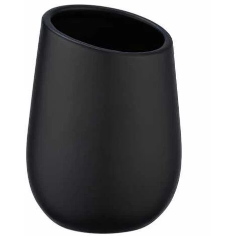 WENKO Set Accessoires Salle De Bain, Gobelet Brosse à Dent, Distributeur Savon Liquide, Brosse WC, Céramique, Badi, Noir Mat 6 WENKO Set Accessoires Salle De Bain, Gobelet Brosse à Dent, Distributeur Savon Liquide, Brosse WC, Céramique, Badi, Noir Mat – Image 4