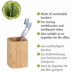 WENKO Porte Brosse à Dent Bambusa, Gobelet Salle De Bain Bois, Bambou, Ø 7,1x10,7 Cm, Marron 8 WENKO Porte Brosse à Dent Bambusa, Gobelet Salle De Bain Bois, Bambou, Ø 7,1x10,7 Cm, Marron -WENKO Soldes 50687852 2