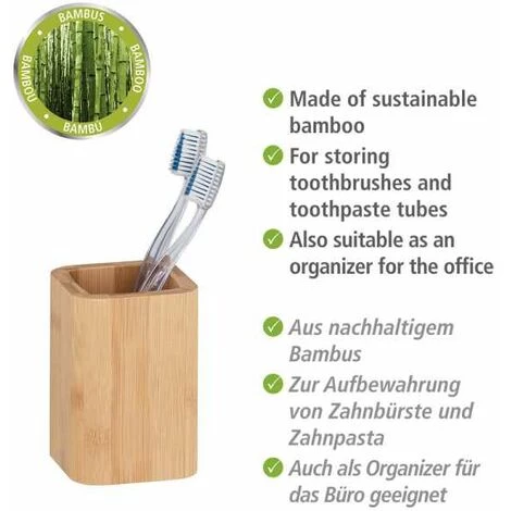WENKO Porte Brosse à Dent Bambusa, Gobelet Salle De Bain Bois, Bambou, Ø 7,1x10,7 Cm, Marron 4 WENKO Porte Brosse à Dent Bambusa, Gobelet Salle De Bain Bois, Bambou, Ø 7,1x10,7 Cm, Marron – Image 2