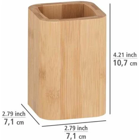 WENKO Porte Brosse à Dent Bambusa, Gobelet Salle De Bain Bois, Bambou, Ø 7,1x10,7 Cm, Marron 5 WENKO Porte Brosse à Dent Bambusa, Gobelet Salle De Bain Bois, Bambou, Ø 7,1x10,7 Cm, Marron – Image 3