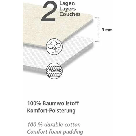 WENKO Housse Table à Repasser Basic Pro S, Housse Table à Repasser Pour Centrale Vapeur, Housse Extra épaisse, Ruban élastique, Coton Eco-Tex Standard, 112x33 Cm, Multicolore 5 WENKO Housse Table à Repasser Basic Pro S, Housse Table à Repasser Pour Centrale Vapeur, Housse Extra épaisse, Ruban élastique, Coton Eco-Tex Standard, 112x33 Cm, Multicolore – Image 3