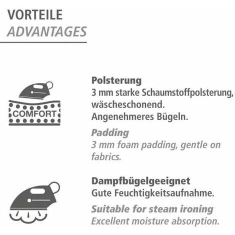 WENKO Housse Table à Repasser Basic Pro S, Housse Table à Repasser Pour Centrale Vapeur, Housse Extra épaisse, Ruban élastique, Coton Eco-Tex Standard, 112x33 Cm, Multicolore 6 WENKO Housse Table à Repasser Basic Pro S, Housse Table à Repasser Pour Centrale Vapeur, Housse Extra épaisse, Ruban élastique, Coton Eco-Tex Standard, 112x33 Cm, Multicolore – Image 4