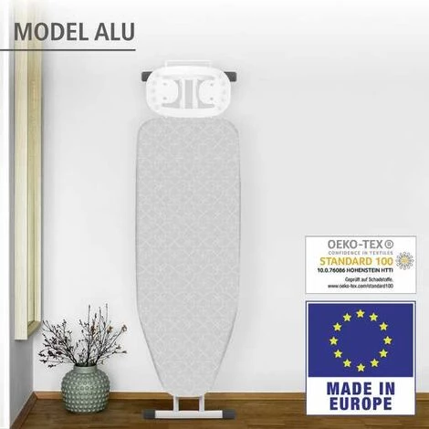 WENKO Housse Table à Repasser Alu S, Housse Table à Repasser Pour Centrale Vapeur, Housse Extra épaisse Avec Revêtement Aluminium, Ruban élastique, Coton Eco-Tex Standard, 112x33 Cm, Gris 4 WENKO Housse Table à Repasser Alu S, Housse Table à Repasser Pour Centrale Vapeur, Housse Extra épaisse Avec Revêtement Aluminium, Ruban élastique, Coton Eco-Tex Standard, 112x33 Cm, Gris – Image 2